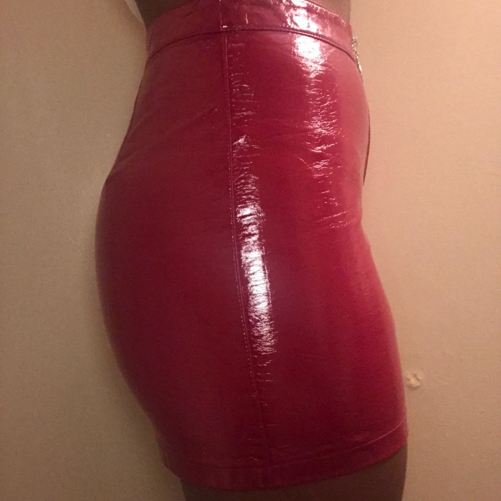 Red pleather skirt
